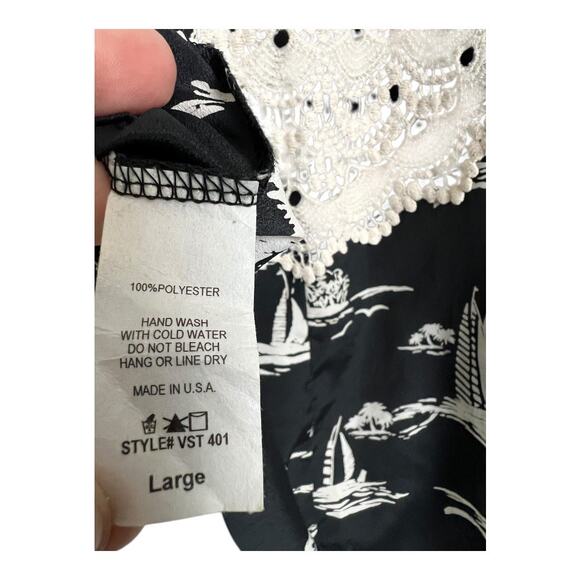 Vintage Havana Tank Top Shirt L Large Lace Racerback Sheer Casual Blouse - Picture 5 of 5